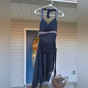 Black halter top cocktail dress